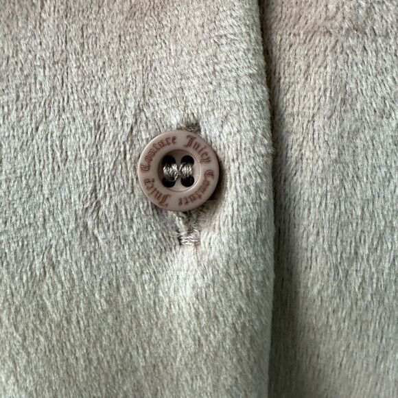 Juicy Couture Silky Soft Pink Velour Silver Bling Stud Cropped Button Up M - Picture 8 of 13